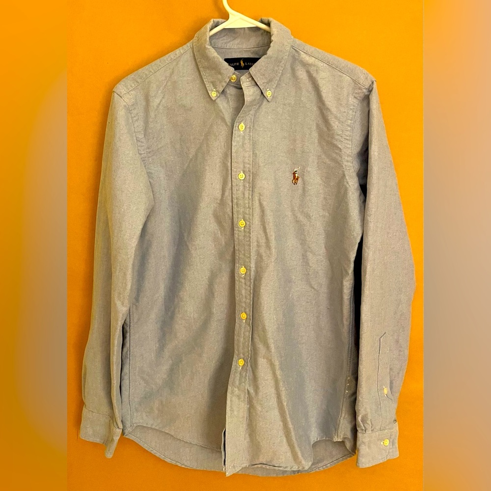 Ralph Lauren blue button down, men’s size small. Like new.